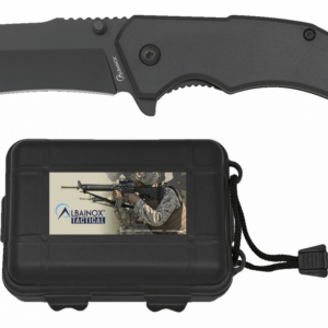 albainox  coltello richiudibile 8.5cm con custodia plastica  black