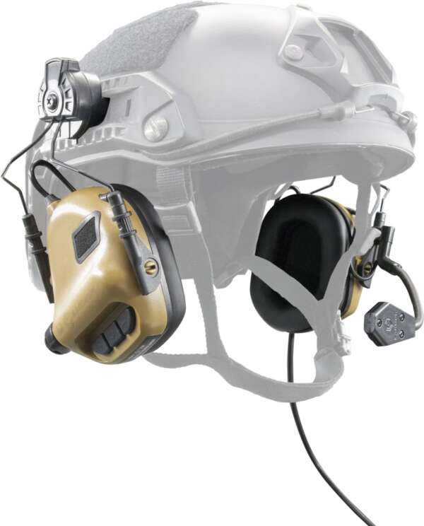 earmor cuffie balistiche m32h - con microfono nato e attacco elmetto fast tan